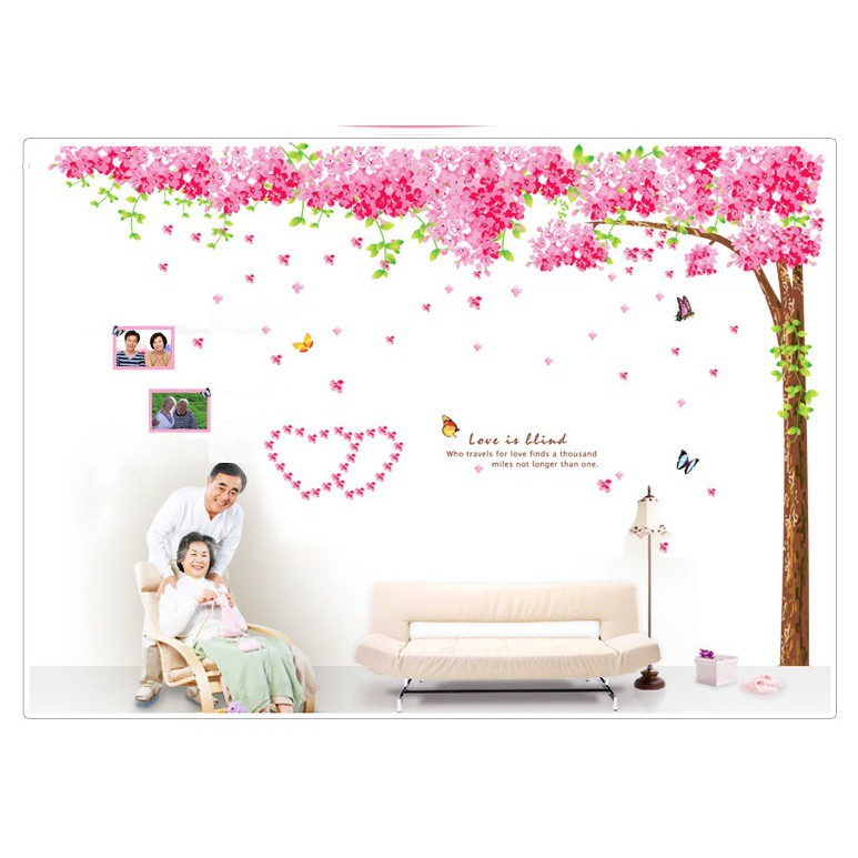 Decal dán tường Combo Đào hồng - PVC vinyl