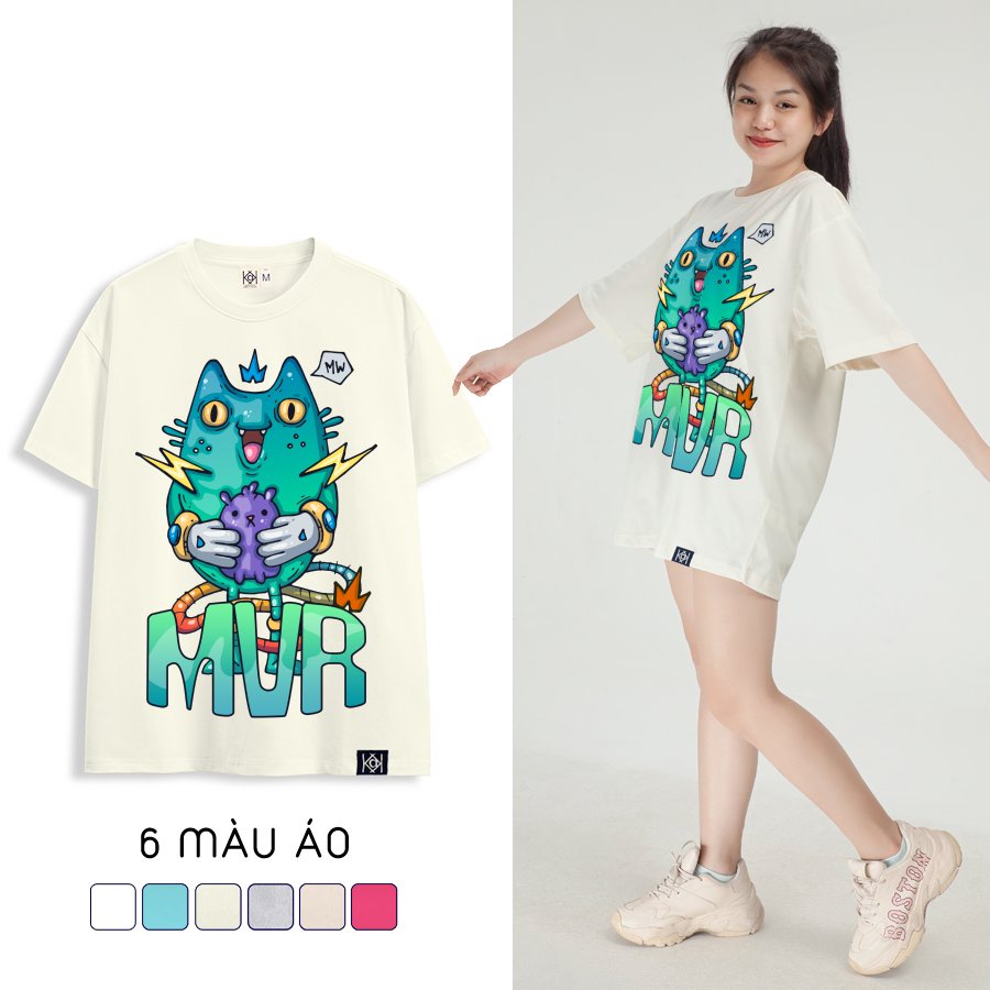 Áo unisex quỷ mèo khùm phông thun cotton tay lỡ thiết kế dễ thương localbrand MVR KK3774
