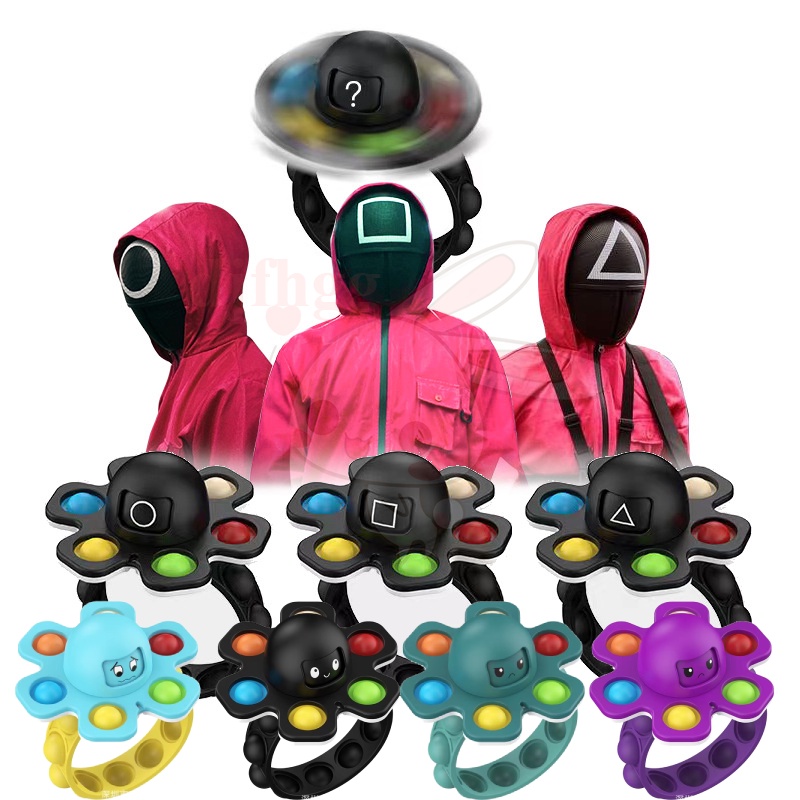 pop it fidget toy among us giá rẻ nhất Đồ chơi nhấn bong bóng hình chú bạch tuột thu giải stress nút / quay đầu thay đổi khuôn mặt / dây đeo tay bạch tuột thu / Squid Game Đồ chơi