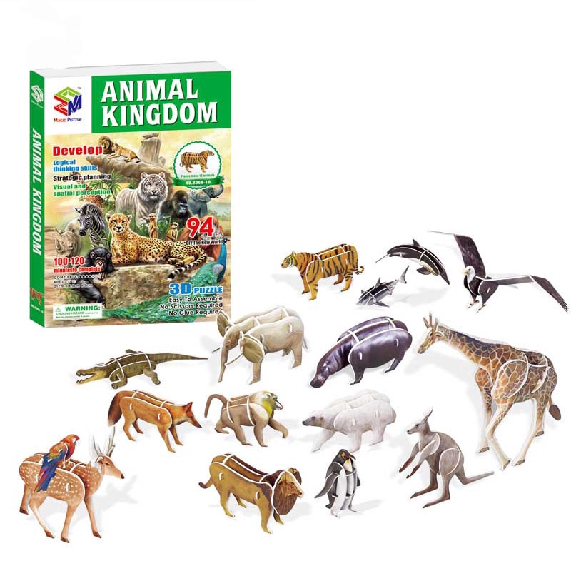 91-180 trẻ em 3D câu đố động vật vương quốc câu đố DIY câu đố đồ chơi 