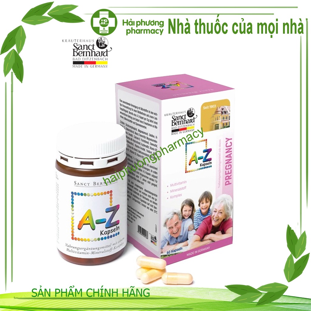 A-Z Kapseln, Viên uống bổ sung vitamin làm đẹp từ bên trong và khoáng chất tổng hợp - CHÍNH HÃNG SANCT BERNHARD 60 viên