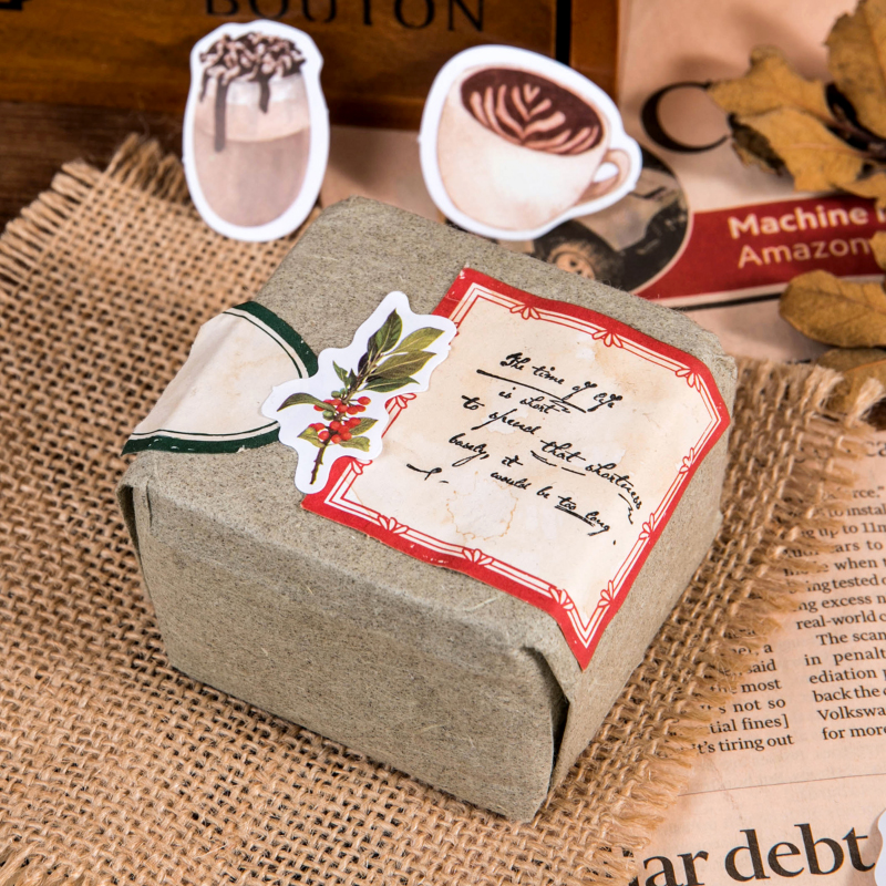 Set 46 Nhãn Dán Trang Trí Hình Ly Cà Phê Dễ Thương