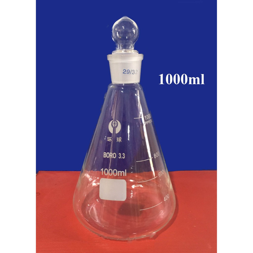 BÌNH TAM GIÁC THỦY TINH CÓ NÚT BORO, dung tích 50 - 1000ml  - DỤNG CỤ THÍ NGHIỆM