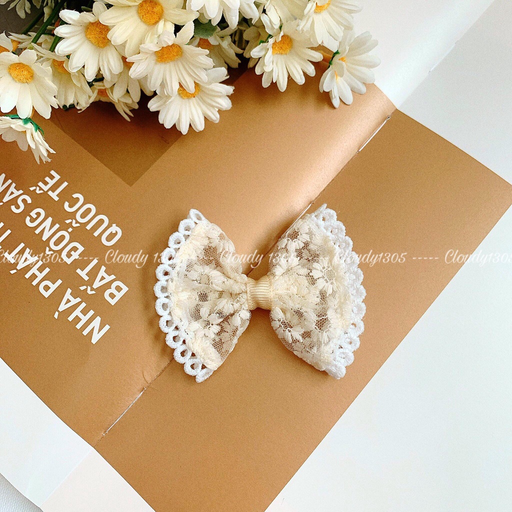 Set kẹp nơ và hoa cúc