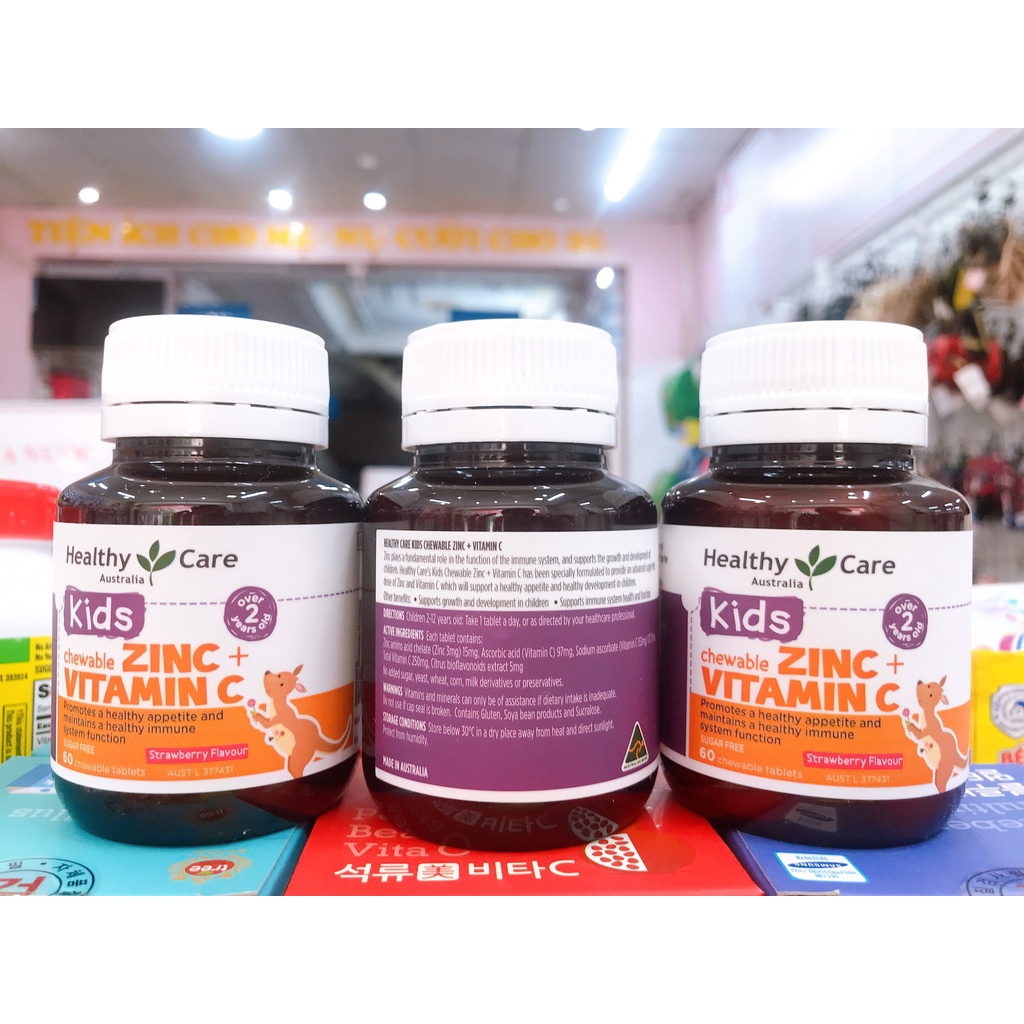 Viên nhai kẽm ZinC + Vitamin C Healthy Care mẫu mới