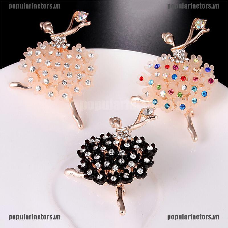 Ghim Cài Áo Hình Cô Gái Nhảy Múa Đính Đá Thời Trang