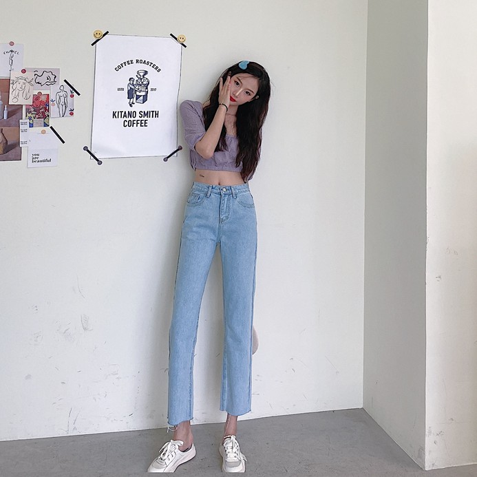 Quần Jeans Baggy Lưng Cao Ống Suông, Quần Jeans Baggy Nữ Ống Rộng, Quần Jeans Baggy Nữ Cạp Cao Ống Rộng