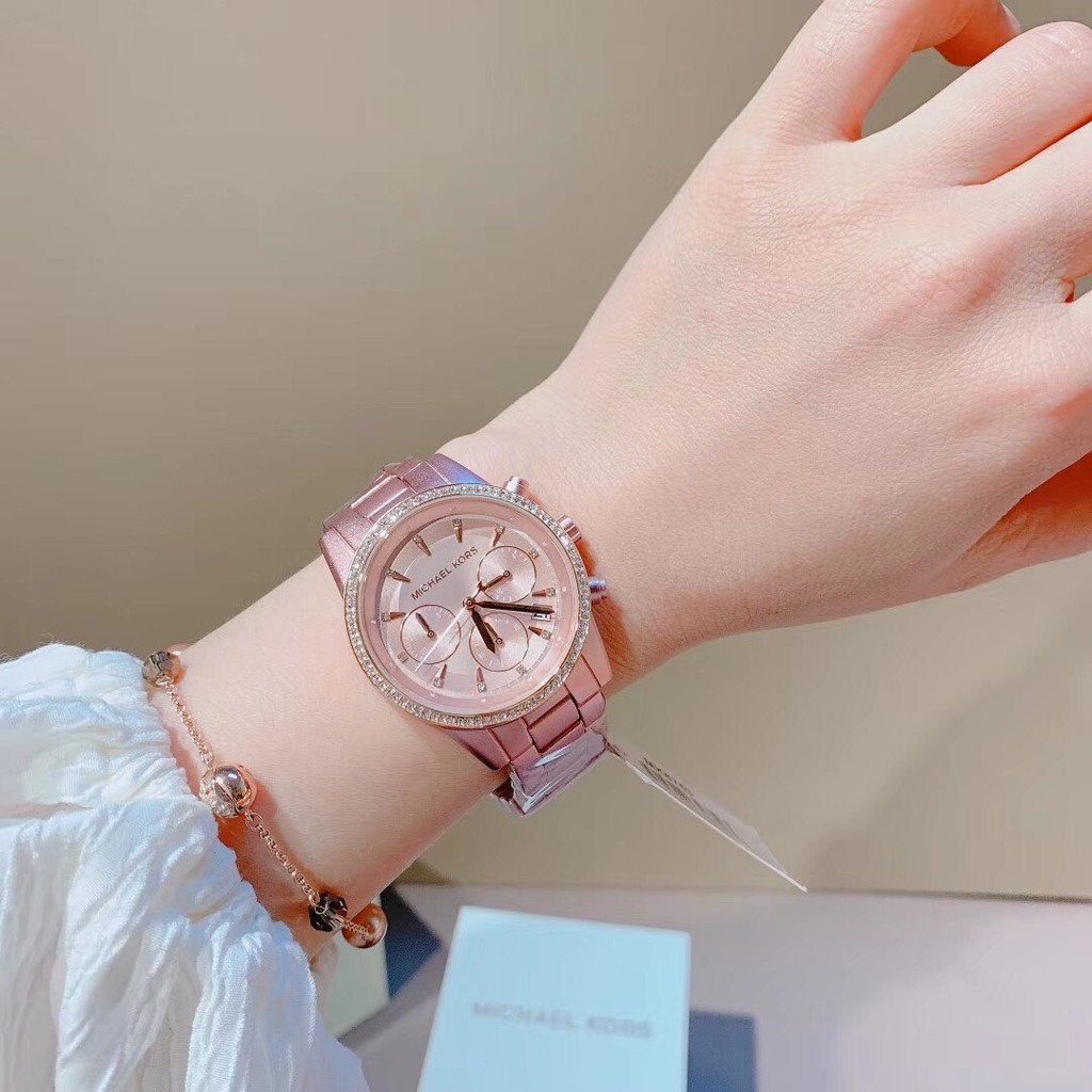 Đồng Hồ Nữ Michael Kors MK6753 - Đính Pha lê Viền Mặt Số Và Tại Các Mốc Giờ