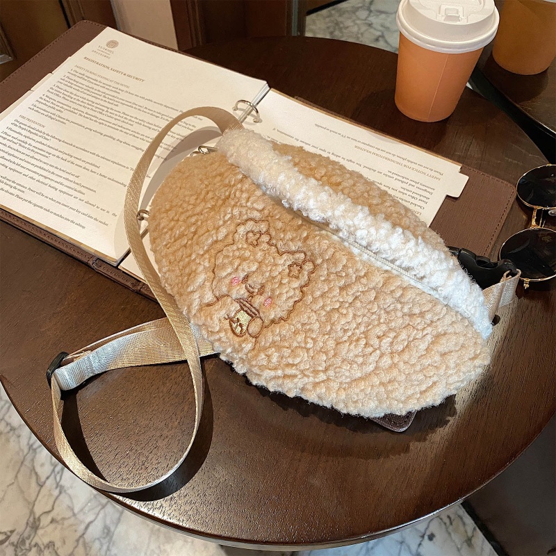 Túi Đeo Chéo Ngực Phối Lông Thời Trang Mùa Đông Cho Nữ