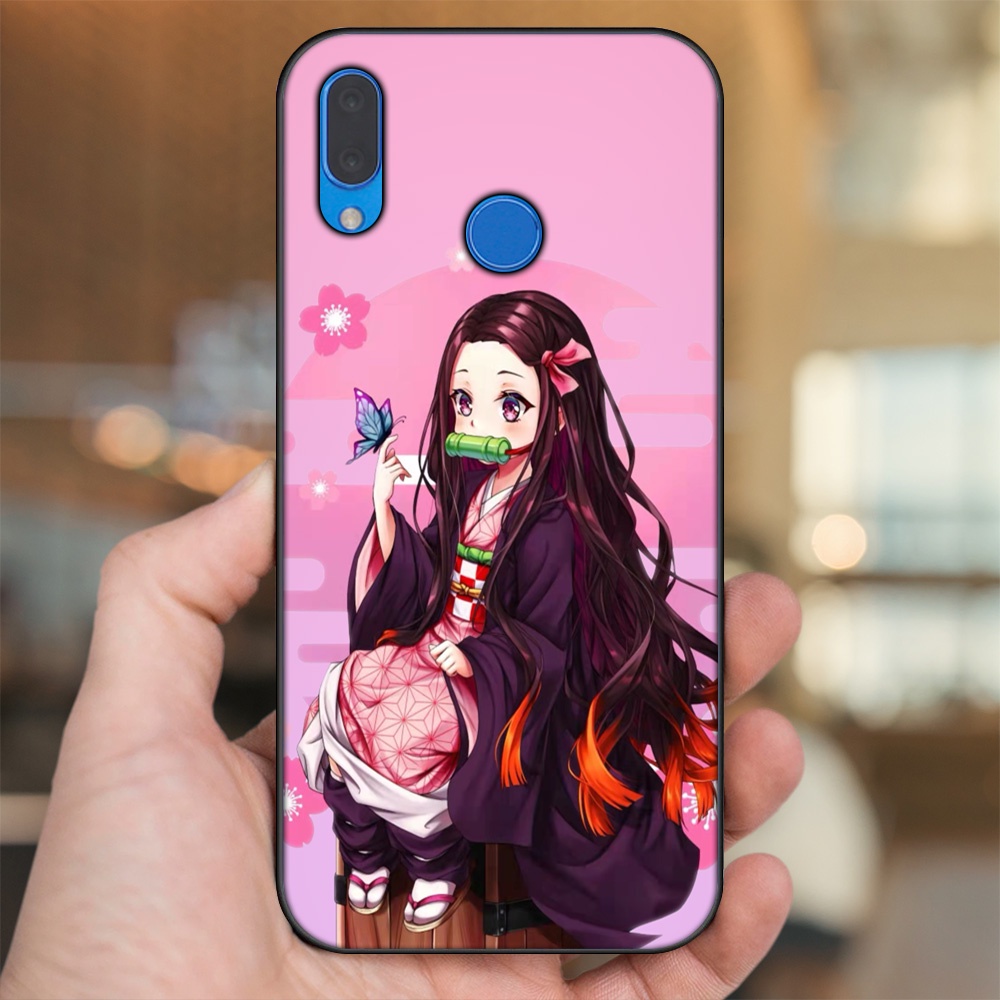 Ốp lưng Huawei Nova 3, Nova 3i, Nova 3e, P20 Lite viền đen in hình Nezuko Kimetsu no Yaiba