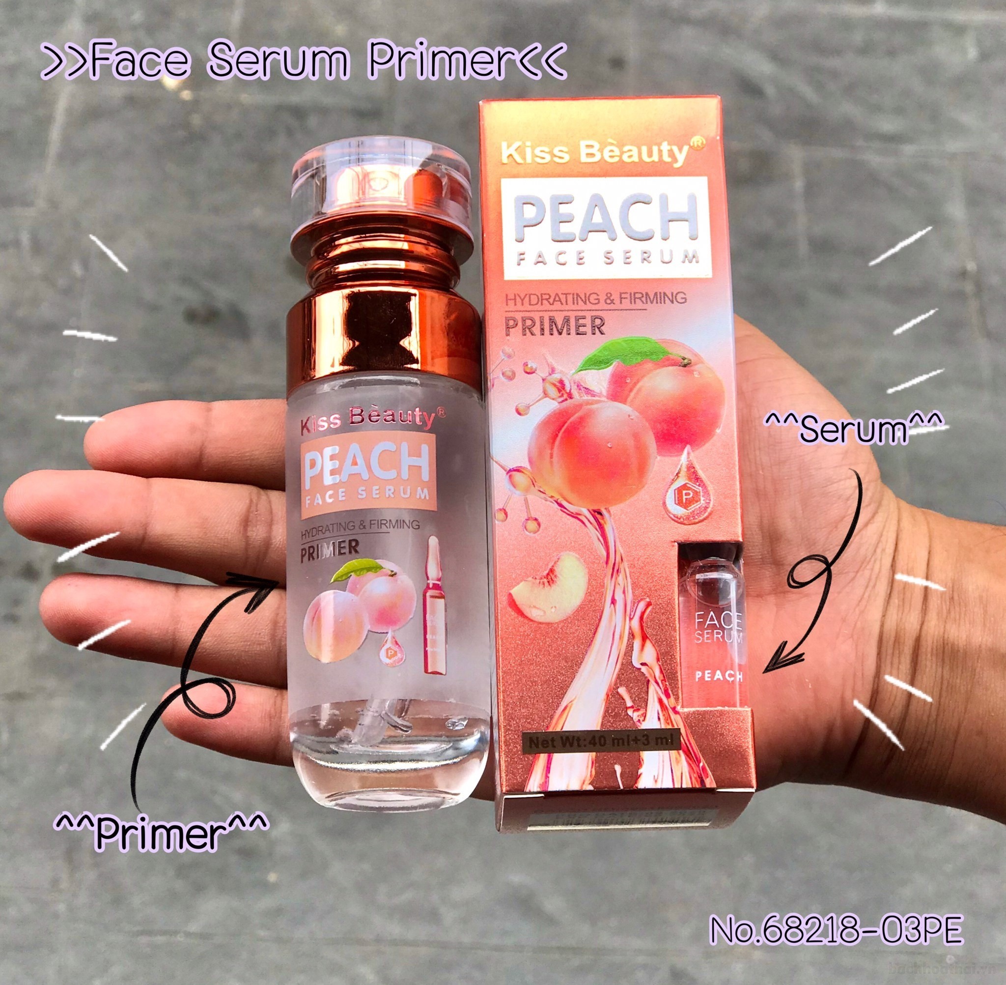 Kem lót trang điểm kèm serum dưỡng da Kiss Beauty Peach Face Serum &amp; Primer