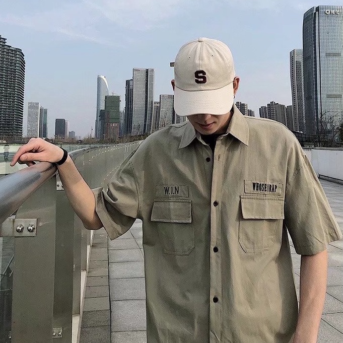 Áo Sơ Mi Tay Ngắn Có Túi Lớn Phong Cách Retro Nhật Bản Thời Trang Mùa Hè Cho Nam Size M-2xl