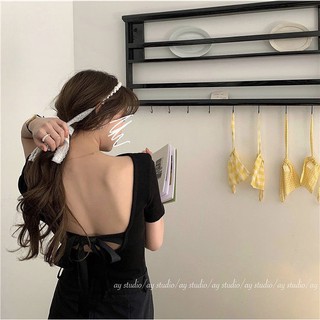 ÁO THUN CỘT NƠ LƯNG - (Hàng Quảng Châu) - [ẢNH THẬT + HÀNG CÓ SẴN]