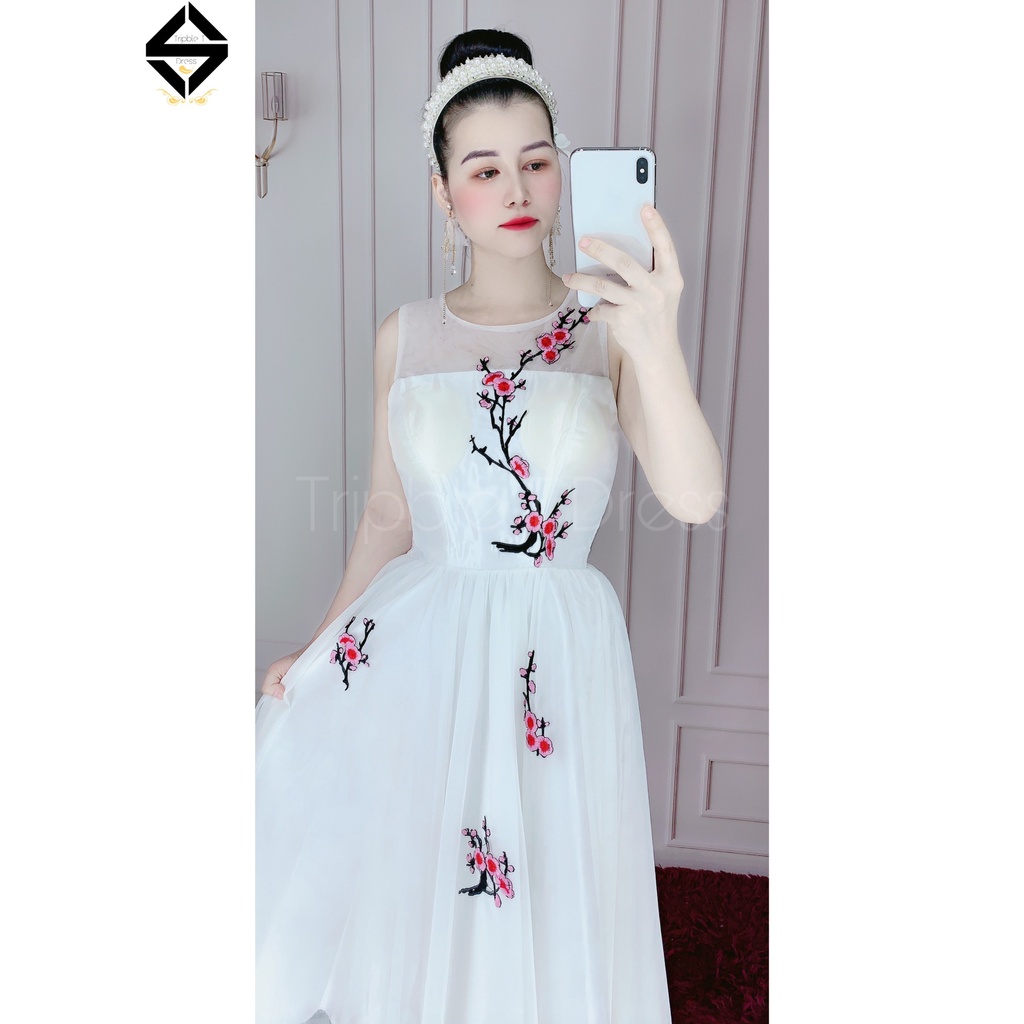 Đầm dự tiệc thêu hoa đào form ngắn xinh yêu TRIPBLE T DRESS - size M/L ( ảnh/video thật) MS140Y