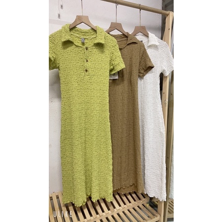 Váy body xốp cổ bẻ cúc dáng dài | BigBuy360 - bigbuy360.vn