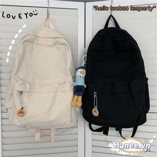 Balo Trơn Basic Nữ Ulzzang Vải Canvas Thô B25