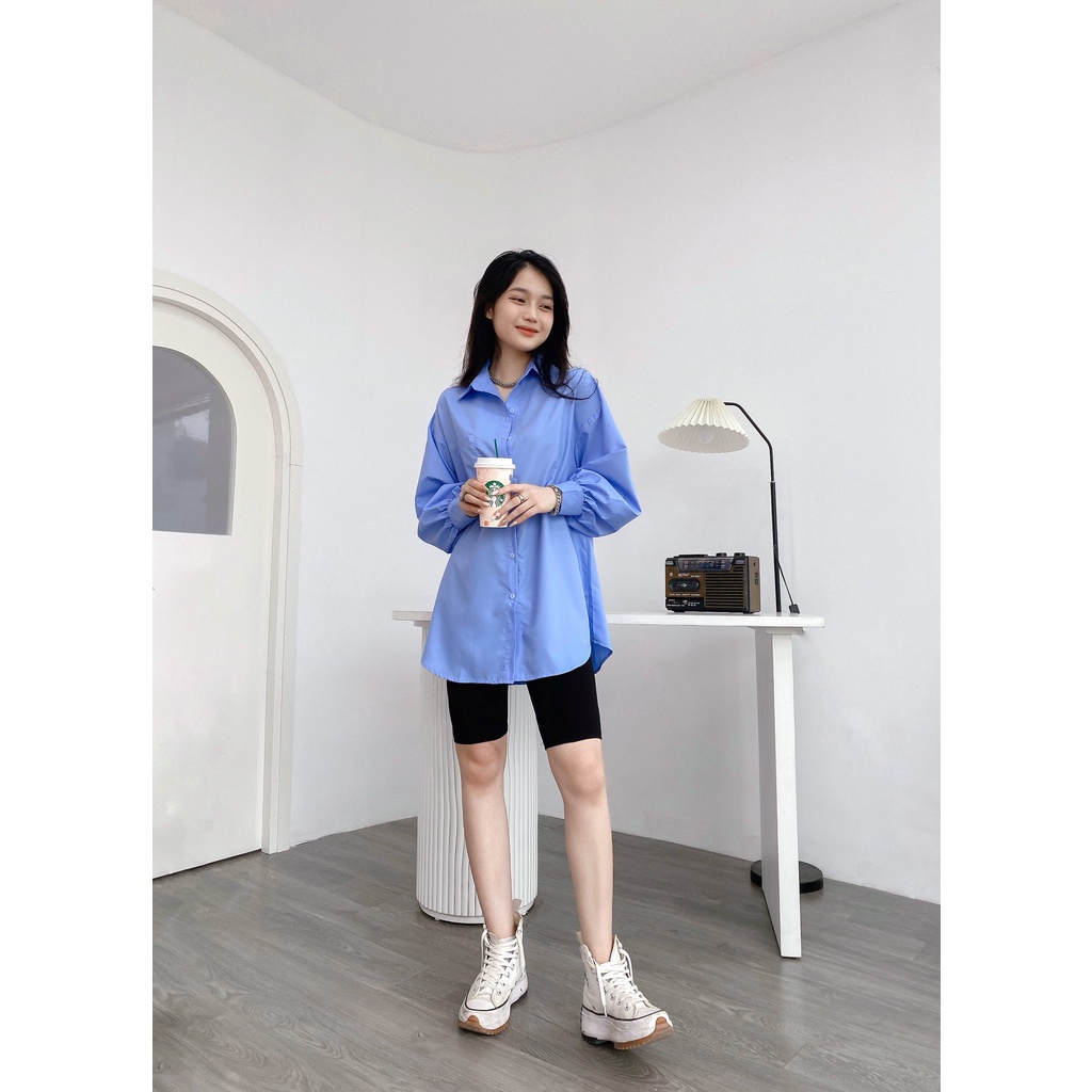 Áo Sơ Mi Dáng Dài Rộng Giấu Quần DOMEI Có Túi | BigBuy360 - bigbuy360.vn