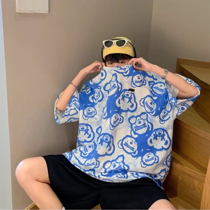 Áo Thun Tay Ngắn Cổ Tròn In Hình Gấu Thời Trang Mùa Hè Dành Cho Nam Size M-3XL