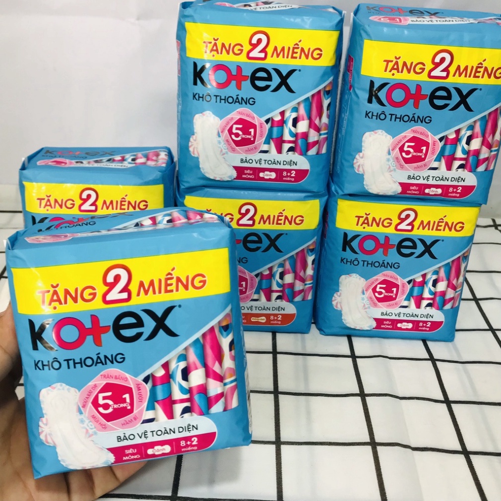 Băng vệ sinh Kotex khô thoáng Maxi có cánh/ không cánh 8 miếng