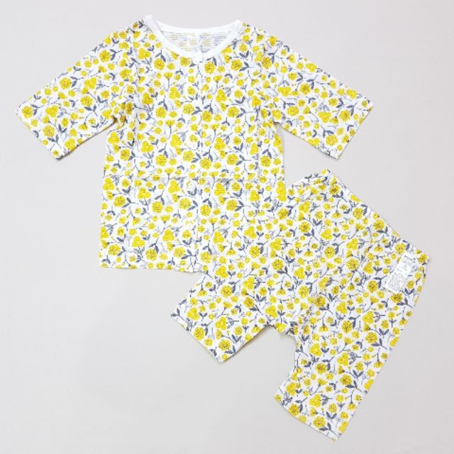 Bộ cotton tre xuất Hàn Moimojn hoa vàng