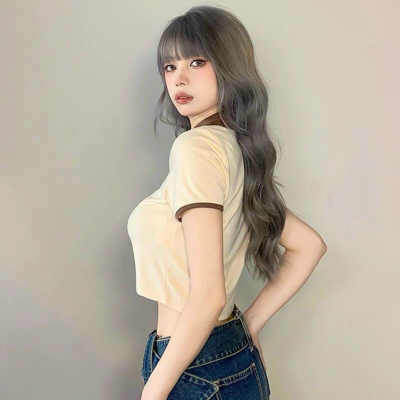 [VIDEO+FREESHIP ] ÁO CROPTOP KIỂU LỬNG NỮ CỔ BẺ POLO TAY NGẮN IN CON NGỰA WEEKEEP MÀU BE CỰC HOT HIT SIÊU MÁT MẺ CÁ TÍNH