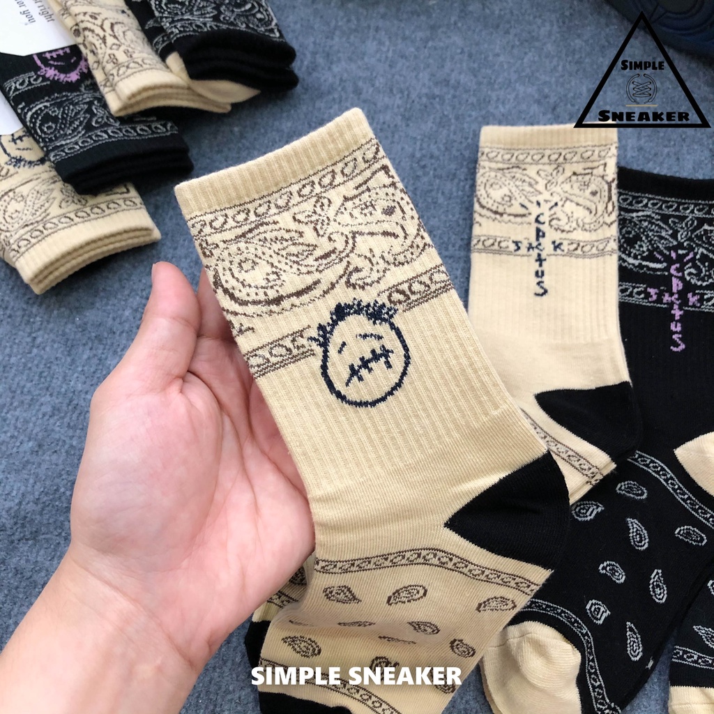 Vớ Cổ Cao Thể Thao Travis Scott 💙FREESHIP💙 Tất Nam Nữ Unisex Họa Tiết Bandana - Phối Giày Jordan