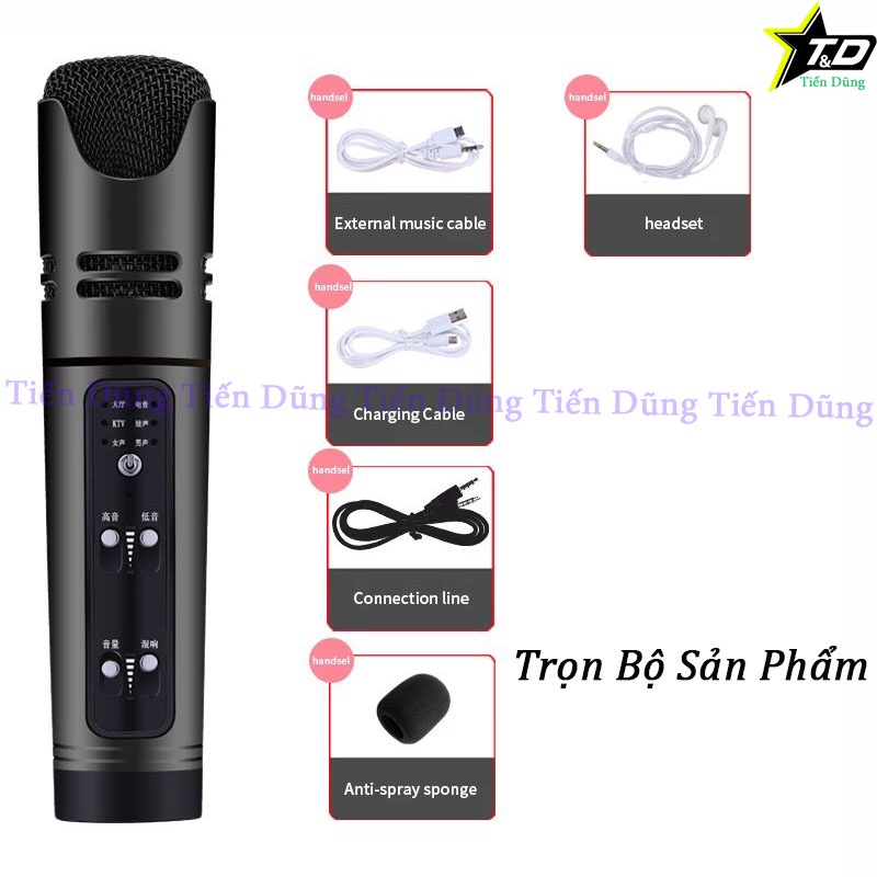 [Mã ELHACE giảm 4% đơn 300K] MIC THU ÂM C16 CÓ AUTO TUNE KIÊM SOUND CARD VÀ MICRO VỚI PIN 3 IN 1