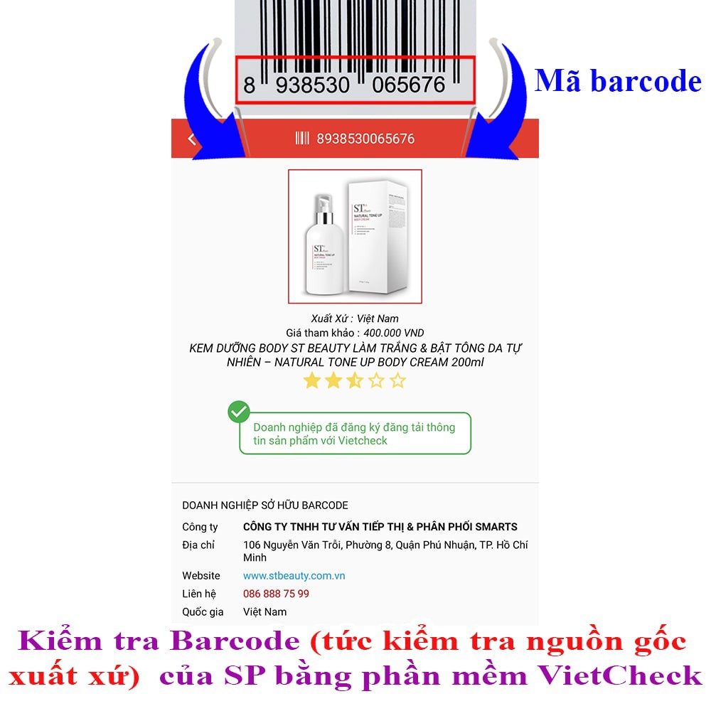 St Beauty Kem dưỡng thể body - nâng tông da trắng tự nhiên và chống nắng 200g