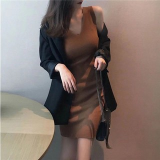 Váy cổ tim mùa hè váy suông có hai màu nâu đen dễ mặc đi chơi vải đẹp hot TV032
