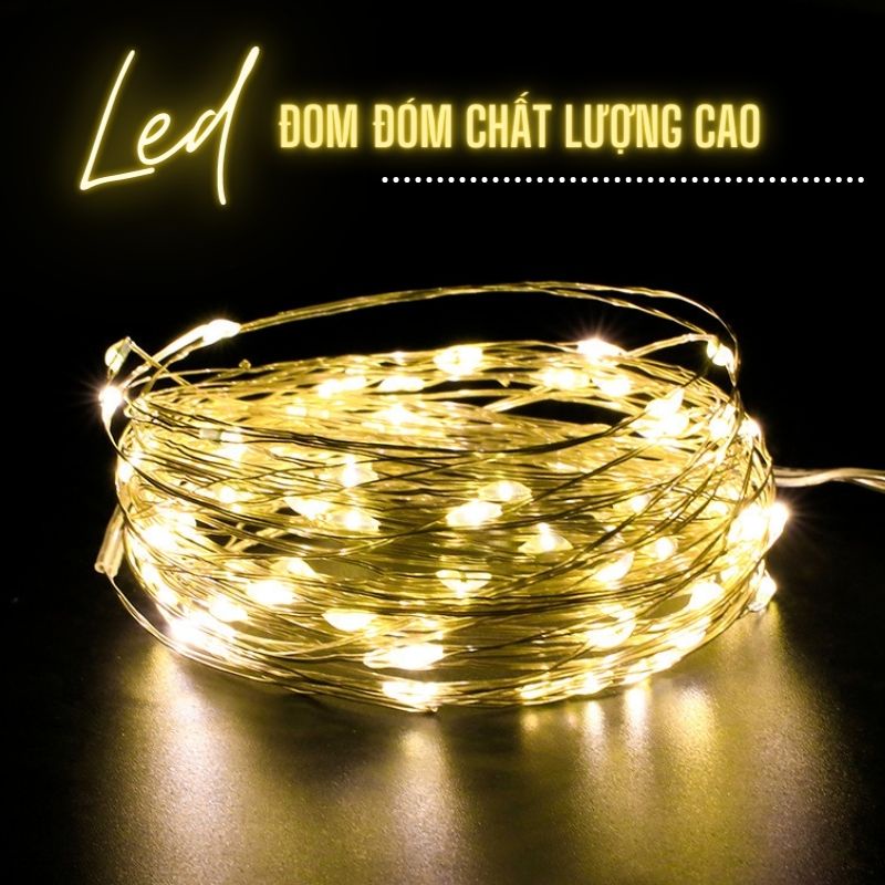 Dây đèn led màu vàng sáng ấm trang trí tiểu cảnh, hộp quà, DIY