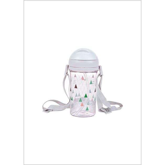 Bình nước We Bare Bears 400ml có ống hút (Xám)