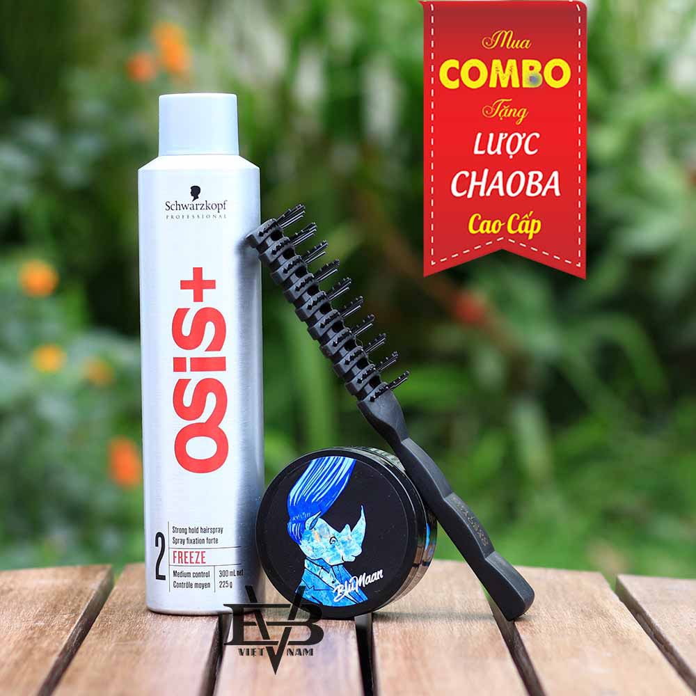 [CHÍNH HÃNG - BYVILAIN SHOP TPHCM] COMBO Gôm xịt Osis+ 2 Freeze Finish 300ml + Sáp vuốt tóc Blumaan Meraki + Tặng lược