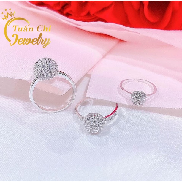 Nhẫn Nữ Bạc Ta Cao Cấp, Đính Đá Nổi Bật, Tinh Xảo