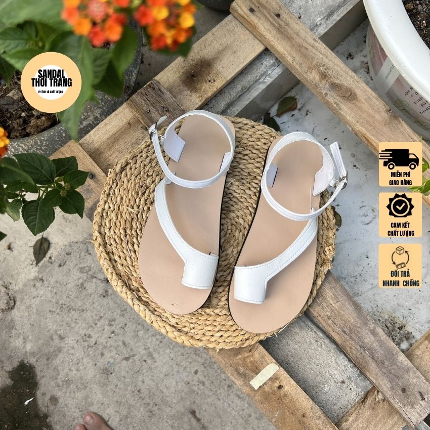 [ẢNH THẬT]Giày sandal nữ xỏ ngón đi học, đi chơi 2 màu Trắng/Đen size 30-42 SANDALTHOITRANG