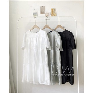 Váy babydoll cổ tròn 3 tầng Quảng Châu, Váy babydoll xoè lụa voan đẹp