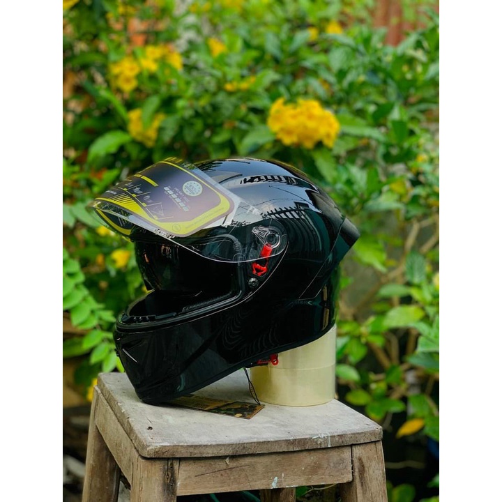 Nón bảo hiểm Fullface nam nữ M266 2 kính màu đen bóng