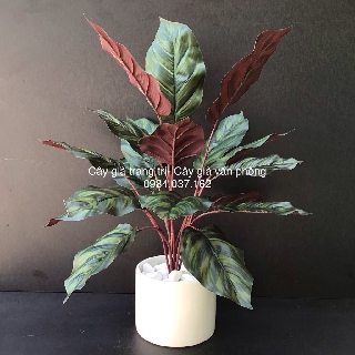 Cây giả trang trí- Cây đuôi công tím giả kèm chậu