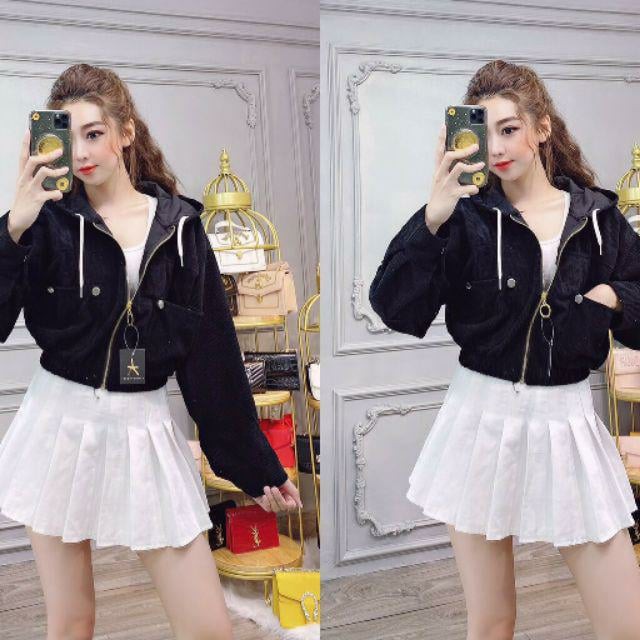 Áo Khoác Nữ Chất Nhung Gân Có Nón Mẫu Mới Siêu Thời Trang 2020 | BigBuy360 - bigbuy360.vn