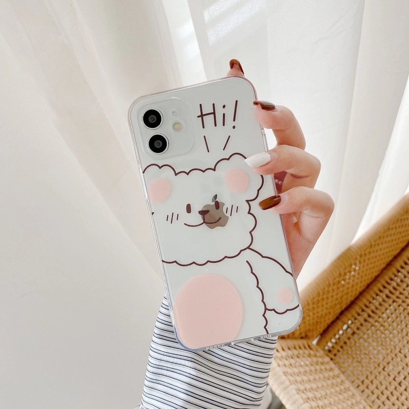 Ốp điện thoại TPU dẻo trong suốt họa tiết chú gấu dễ thương thích hợp cho IPhone 12 11 Pro Max SE X XR Xs Max 8 7 Plus