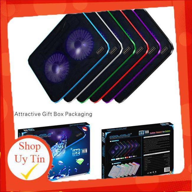 Đế tản nhiệt máy tính Cool Cold K19 2fan + led