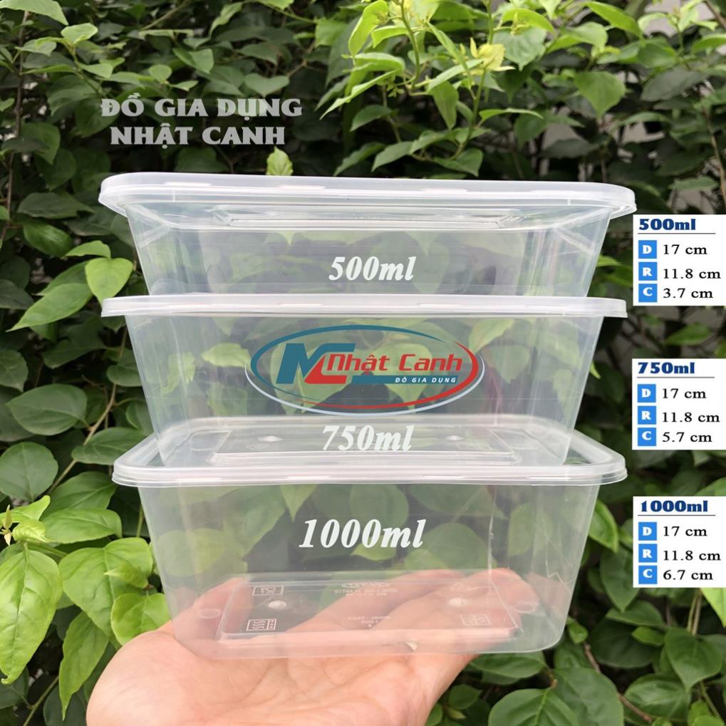 Combo 10 Hộp Nhựa Đựng Thực Phẩm Chữ Nhật - Tròn Dùng Được Cho Lò Vi Sóng Có Nắp Đạy