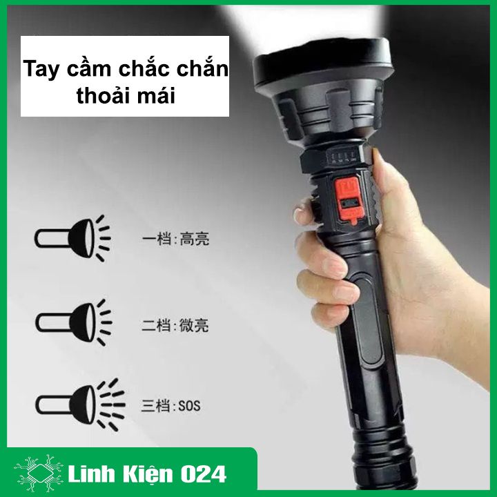 Đèn Pin LED Siêu Sáng P700 Công Suất 10W Đèn Pin Gắn Trong 18650 USB Chống Nước Đèn Cắm Trại