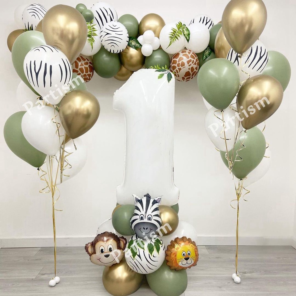 Set 28 Bong Bóng Lá Nhôm Hình Động Vật/Sư Tử/Khỉ Trang Trí Tiệc Sinh Nhật Bé DIY