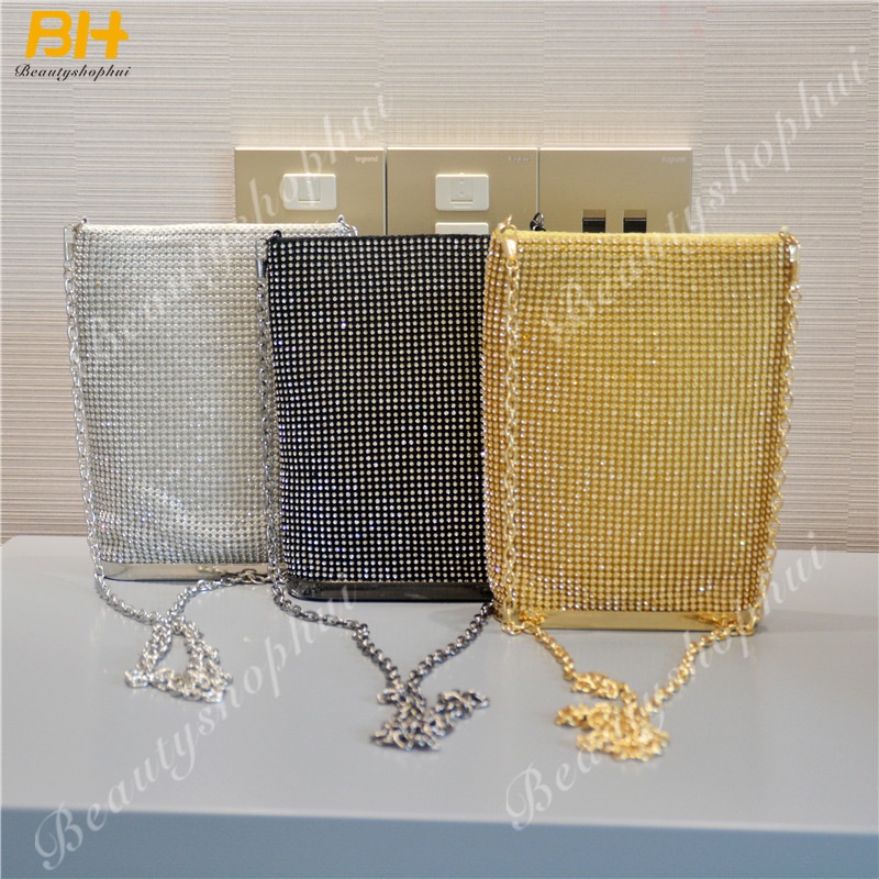 Túi Lưới Đeo Chéo Đính Đá Thời Trang Dành Cho Nữ