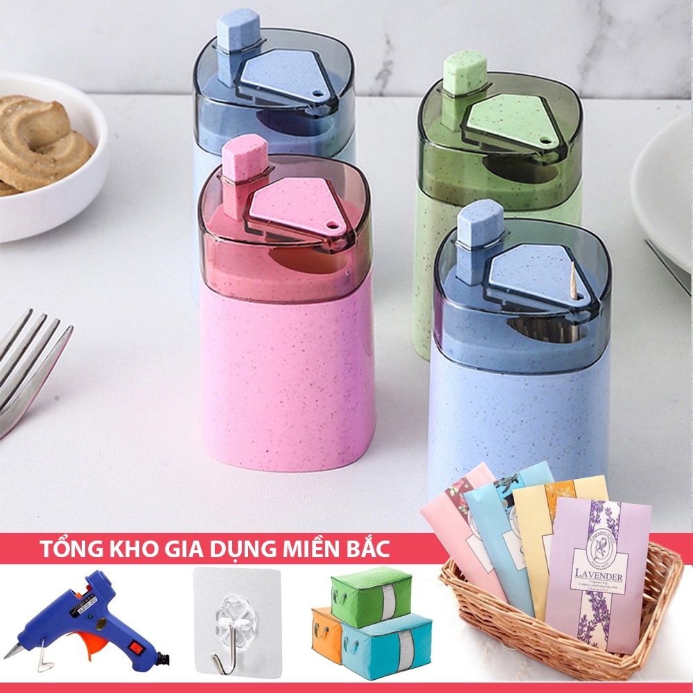 [Tổng Kho Sỉ] Hũ Ống Đựng Tăm Xỉa Răng Lúa Mạch S9 - Lọ Hình Vuông Decor - Ấn Tự Động