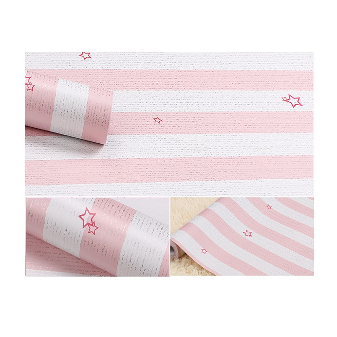 Decal giấy dán tường sọc sao hồng khổ rộng 45cm | BigBuy360 - bigbuy360.vn