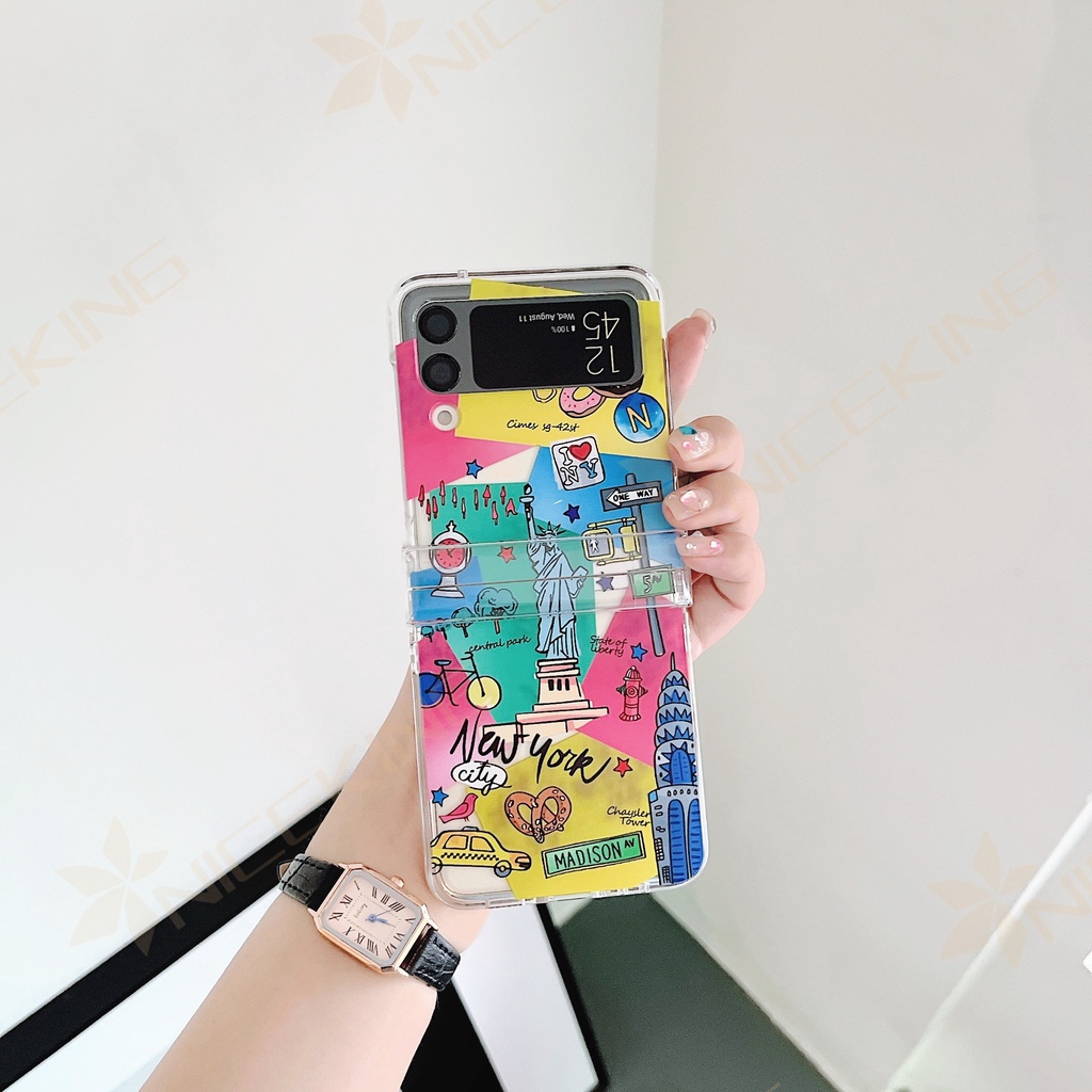 Ốp Điện Thoại PC Cứng Chống Sốc 3 Trong 1 Họa Tiết Hoạt Hình Dễ Thương Cho Samsung Galaxy Z Flip 4 3 5G Flip4 Flip3