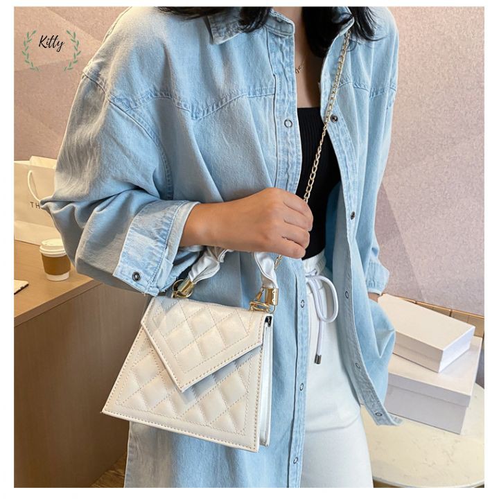 túi xách nữ 🍓 𝐇𝐎𝐓 𝟐𝟎𝟐𝟏 🍓 Túi đeo chéo nữ phối tay nhăn ,quai xích phong cách trẻ trung năng động | BigBuy360 - bigbuy360.vn