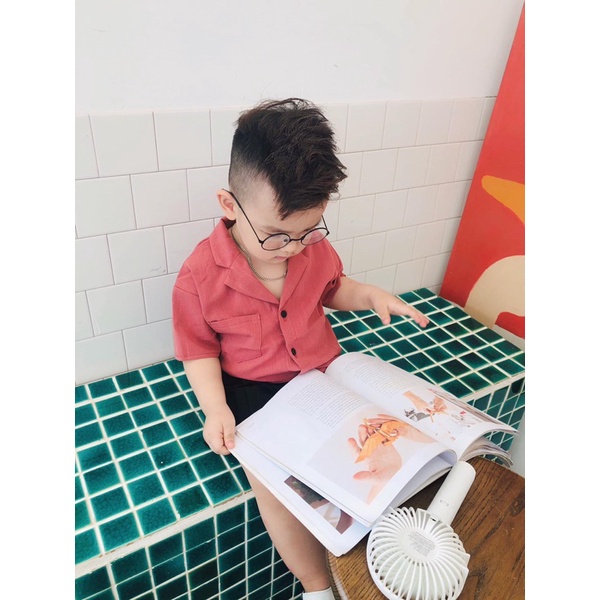Bộ short sơ mi đũi công tử bé trai
