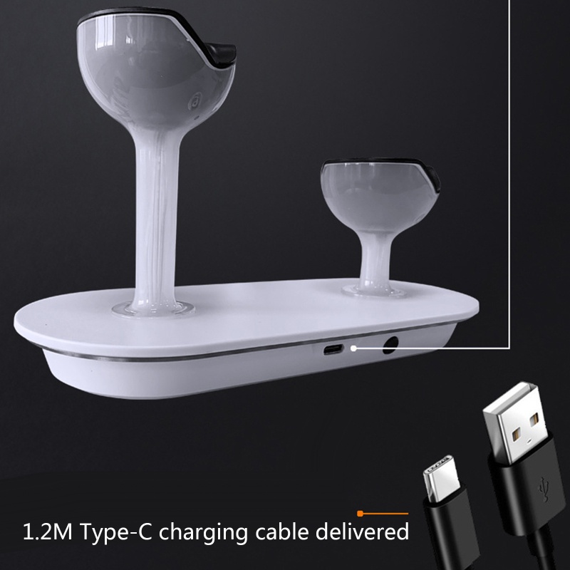 Đế Sạc Đứng Thiết Kế Ly Rượu Vang Tích Hợp Đèn LED Đầu Ra Type-C